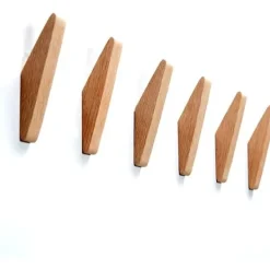 6 vægkroge i træ 14,2*4,4*2,1 cm, minimalistiske egetræskroge, brugt til ophængning af håndklæder til badeværelset. Hot