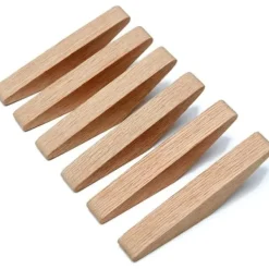 6 vægkroge i træ 14,2*4,4*2,1 cm, minimalistiske egetræskroge, brugt til ophængning af håndklæder til badeværelset. Hot