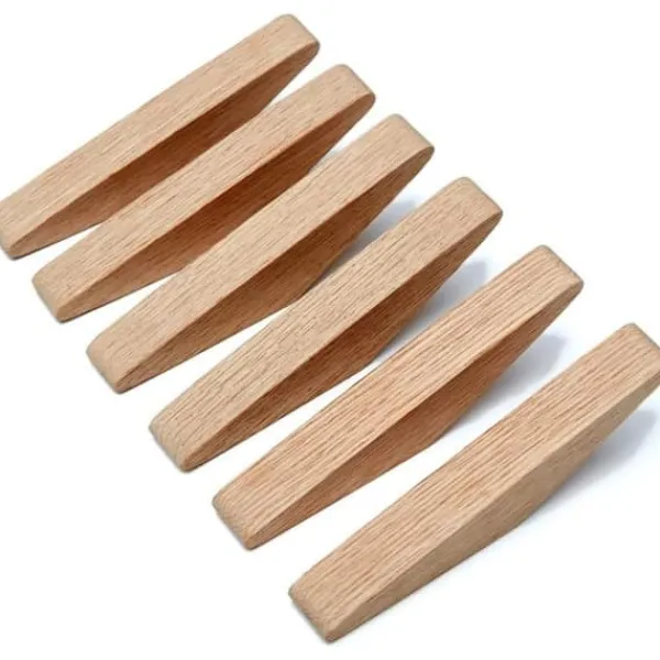 6 vægkroge i træ 14,2*4,4*2,1 cm, minimalistiske egetræskroge, brugt til ophængning af håndklæder til badeværelset. Hot