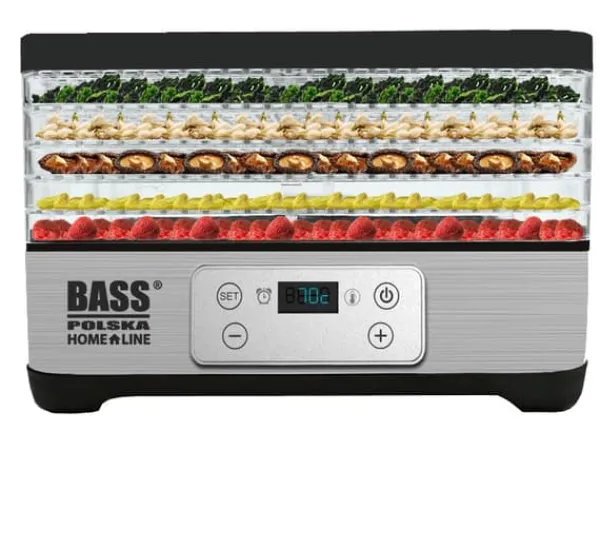 Dehydratorer>300 W svampe-, frugt- og grøntsagstørrer med justerbare bakker. Stort kammer