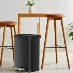 Skraldespande & Papirkurve>Affaldsbeholder, 50 liters affaldsbeholder, pedalbeholder af metal, 40,5 x 38,1 x 58,6 cm (L x B x H) - Totalhøjde (med åbent låg): 89 cm - Fodpeda