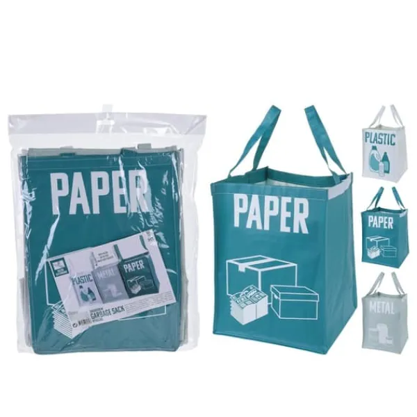 Affaldssorteringsspande>Affaldsposer Paper-Plastic-Metal Pakke med 3 stk
