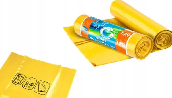 Skraldeposer>Affaldssække plastik gule til sortering 120L