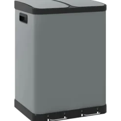 Skraldespande & Papirkurve>Affaldsspand - Pedalspand - Dobbeltkammer 2 x 30 l (60 l) - Låg og inderspande - Metal