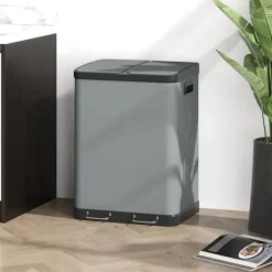 Skraldespande & Papirkurve>Affaldsspand - Pedalspand - Dobbeltkammer 2 x 30 l (60 l) - Låg og inderspande - Metal