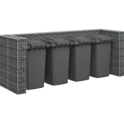 Affaldsspandsskjulere - Living gabionvæg til affaldsspand 320x100x120 cm galvaniseret stål Hot