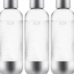 Sodavandsmaskiner>AGA 3-pak AQVIA Steel 1L, PET-flaske