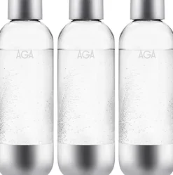 Sodavandsmaskiner>AGA 3-pak AQVIA Steel 1L, PET-flaske