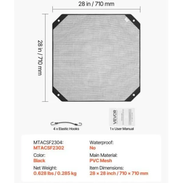 Airconditioner Cover 71x71 cm Sort Rivestærkt Net Udendørs Outlet