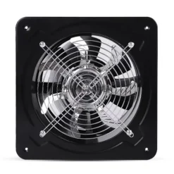 Ventilatorer>Aksial industriventilator - Væg-/vinduesmonteret udsugningsventilator - 850 m³/h - 20 cm - 80 W, 220 V - 2800 rpm - Metal, Firkantet - Sort