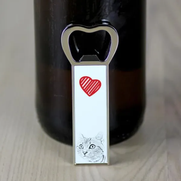 Cocktailshakers & Drinkudstyr>Amerikansk korthår - flaskeåbner med kat, personlig køleskabsåbner, unik gave til en mand fra Art-Dog