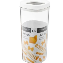 Beholdere Til Madopbevaring>AMOS 1800 ml transparent firkantet madbeholder med hvidt låg