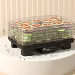 Automatisk døråbner 550 W, 40–70 °C, 6 højdejusterbare bakker, 48-timers timer, sort Clearance