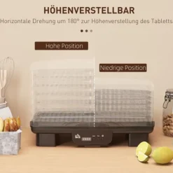 Automatisk døråbner 550 W, 40–70 °C, 6 højdejusterbare bakker, 48-timers timer, sort Clearance