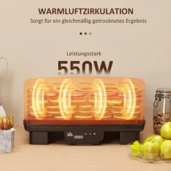Automatisk døråbner 550 W, 40–70 °C, 6 højdejusterbare bakker, 48-timers timer, sort Clearance