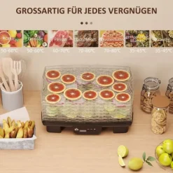 Automatisk døråbner 550 W, 40–70 °C, 6 højdejusterbare bakker, 48-timers timer, sort Clearance