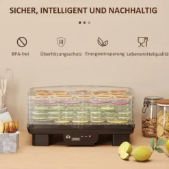 Automatisk døråbner 550 W, 40–70 °C, 6 højdejusterbare bakker, 48-timers timer, sort Clearance