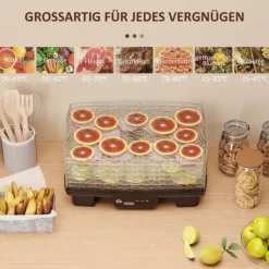 Automatisk døråbner 550 W, 40–70 °C, 6 højdejusterbare bakker, 48-timers timer, sort Best