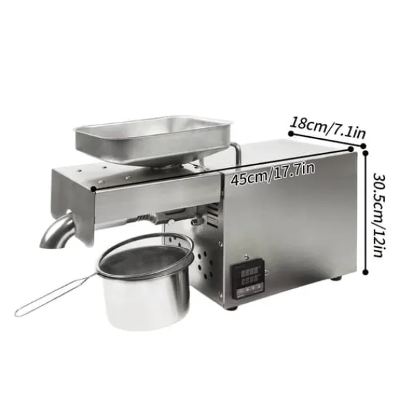 Juicepresser - Nyd Friskpresset Juice Derhjemme>Automatisk oliepressemaskine - Elektrisk oliepresse - Intelligent styring - 220 V - Rustfrit stål - Sølv