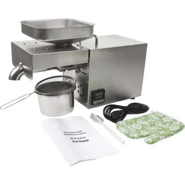 Juicepresser - Nyd Friskpresset Juice Derhjemme>Automatisk oliepressemaskine - Elektrisk oliepresse - Intelligent styring - 220 V - Rustfrit stål - Sølv
