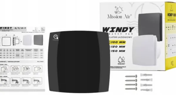 Badeværelsesventilator WINDY 100 H+T SORT Hot