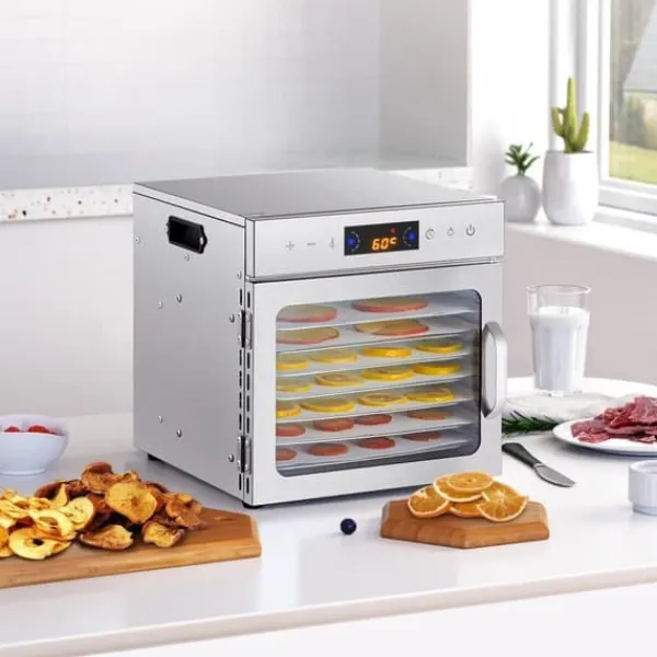 Dehydratorer>8-bakke Mad Dehydrator, Rustfrit Stål 400W, Jerky og Frugt Tørringsmaskine
