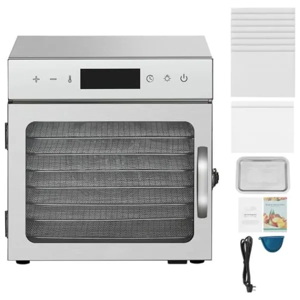 Dehydratorer>8-bakke Mad Dehydrator, Rustfrit Stål 400W, Jerky og Frugt Tørringsmaskine
