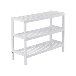 Tøj- & Garderobeopbevaring>Bambus - sko rack - med 3 niveauer - hvid - 70 x 55 x 26 cm