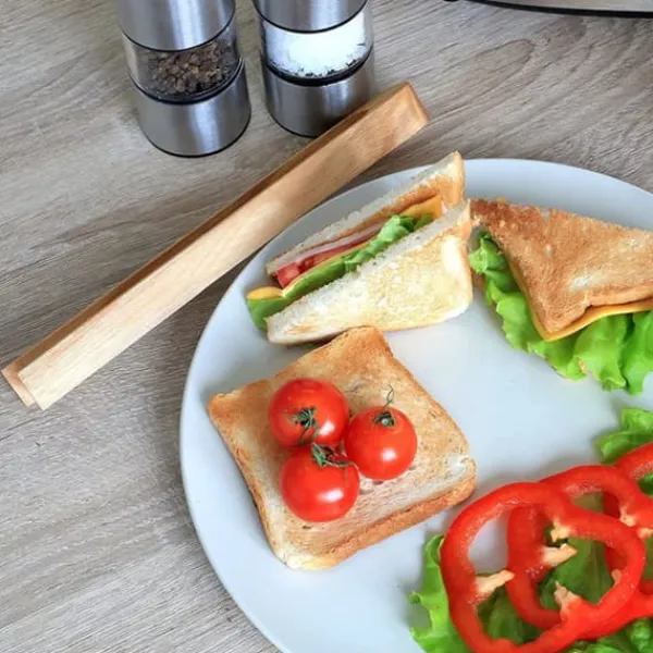 Køkkentænger>Bambus Toasttang - Magnetisk Køkkenredskab til Madlavning