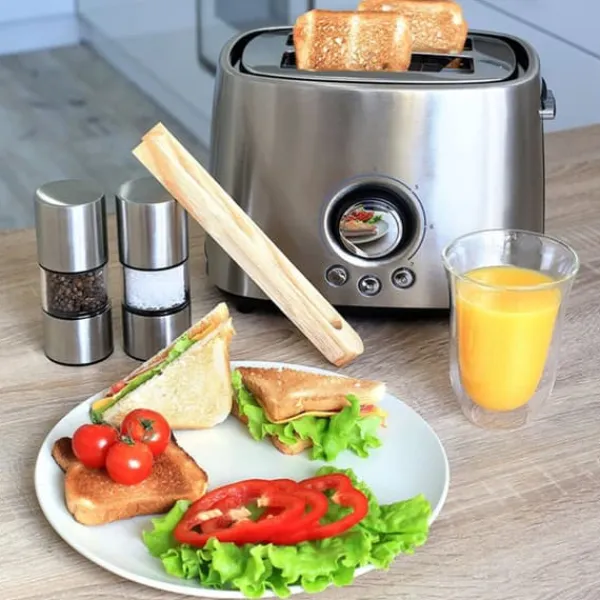 Køkkentænger>Bambus Toasttang - Magnetisk Køkkenredskab til Madlavning