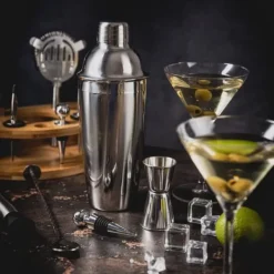 Barudstyrssæt>Bartendersæt til cocktails, 12 dele, sølvshaker, KLAUSBERG KB-7655