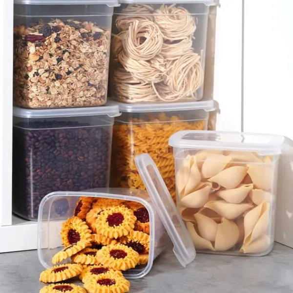 Beholdere Til Madopbevaring>Beholdere til løse produkter med låg 1,85 l 6 stk.
