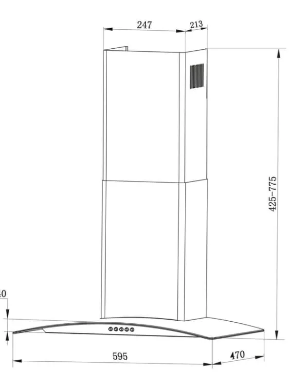 Berdsen BT-202 60 cm emhætte med skorsten Hot