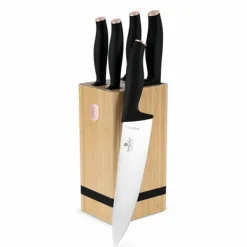 BERLINGER HAUS Black Rose BH-2970 bambus knivblok sæt, 6 stk. Hot