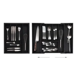 Bestikbakke, Bambus, 35x43.5x6.5 cm, Sort Discount