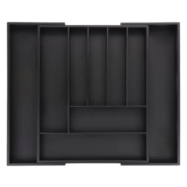 Opbevaringssystem Til Køkkenskuffer>Bestikbakke, Bambus, 5x33,5x44,5 cm, Sort
