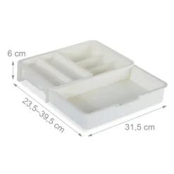 Bestikbakke, Justerbar, 6x23,5x31,5 cm, Plast Online