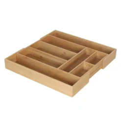 Opbevaringssystem Til Køkkenskuffer>Bestikbakke, Udtrækkelig Bambus, 6,5x49,5x33 cm, Naturlig