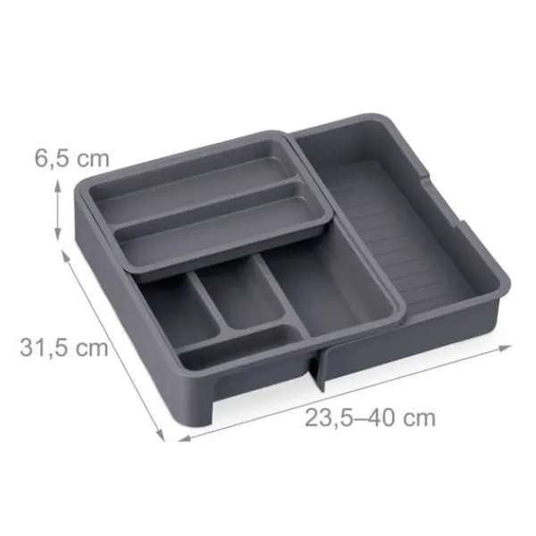 Bestikbakke, 6,5x23,5x31,5 cm, Grå Outlet