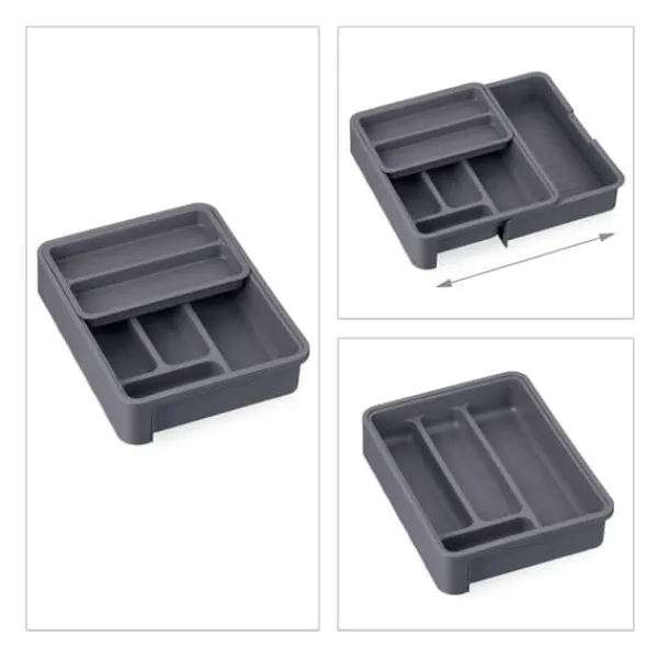 Bestikbakke, 6,5x23,5x31,5 cm, Grå Outlet
