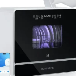 Opvaskemaskiner>BH-6-CDW1 Bærbar bordopvaskemaskine med app-styring, 5,2 l tank, 9 programmer, PTC varmlufttørring, 3D 360° sprøjte, EU-stik