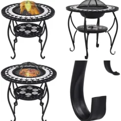 Terrassevarmere>Bålfad mosaik 68 cm keramik sort og hvid - Bålkurv - Bålkurve - Home & Living