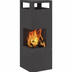 Bålsted i koldvalset stål - Udendørs ildkurv | Størrelse: 35 x 35 x 100 cm | Farve: Sort Hot