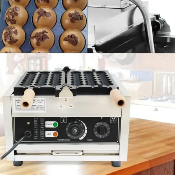 Boblevaffeljern, kugleformet, elektrisk 1500 W, non-stick belægning, til kommerciel brug Discount