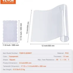 Bordbeskytter, 30.5x30.5 cm, Transparent, PVC plast New