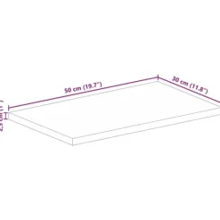Bordplade i massivt mangotræ - Rektangulær rustik | Størrelse: 50x30x2,5 cm Best