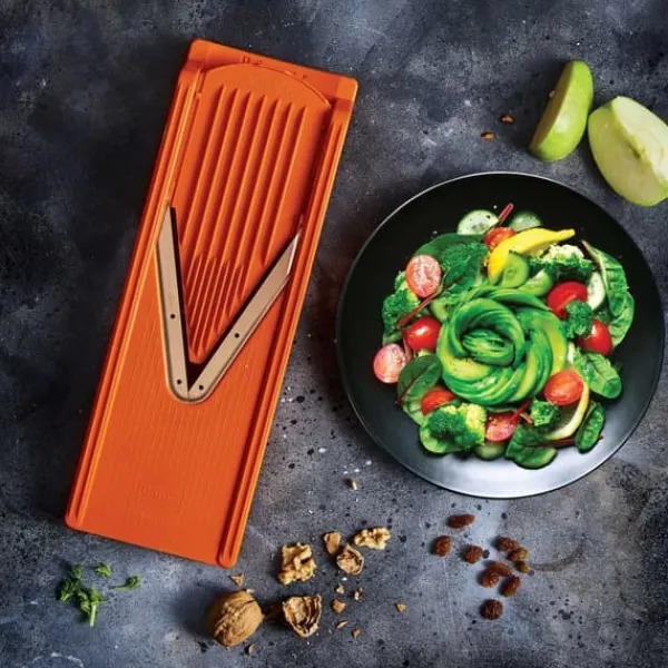 Borner Mandolin V3 Special | 7-delt sæt | 5 skæretykkelser | Velegnet som pommes frites udskærer | BPA fri og rustfri | orange Sale
