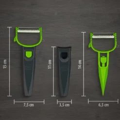 Borner Multi Peeler - pendulskræller - julienne-tilbehør til grøntsagsnudler - sæt med 3 Best