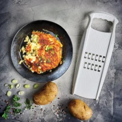 Mandolin- & Rivejern>Borner Rösti Powerline rivejern Swiss Rösti Grøntsagsskærer Grøntsagsrivven Køkkenhjælper Kartoffelskutter med frugtholder