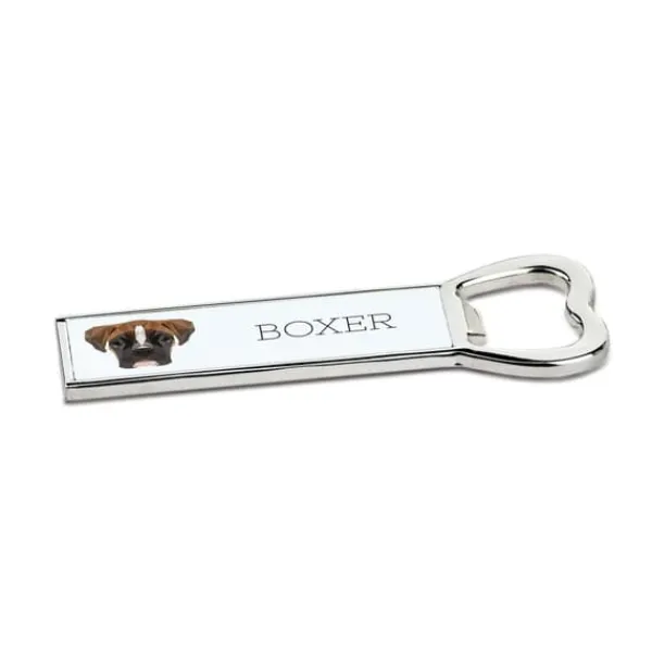 Cocktailshakers & Drinkudstyr>Boxer, Boxer III - flaskeåbner med foto og påskrift til Art-Dog øl